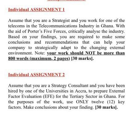 Individual ASSIGNMENT I Assume that you are a
