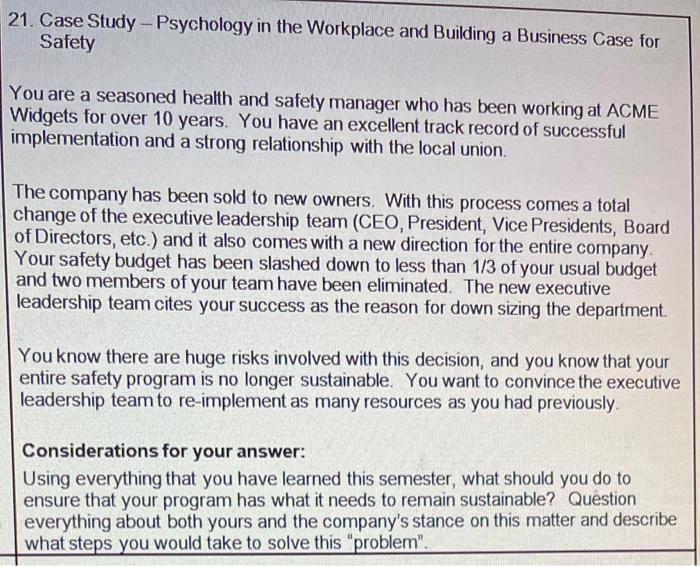 21. Case Study - Psychology in the Workplace and