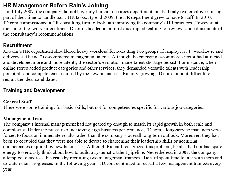 HR Management Before Rain's Joining Until July
