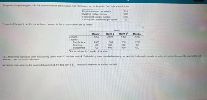 minimizing total cost using the transportation