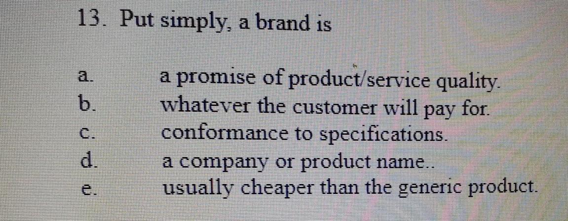 subject marketing concept question 13 question 14