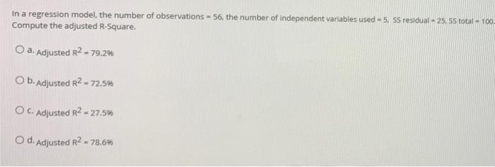 QUESTION 27 For a regression model, MS regression
