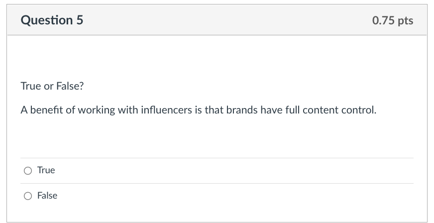 True or False? A benefit of working with