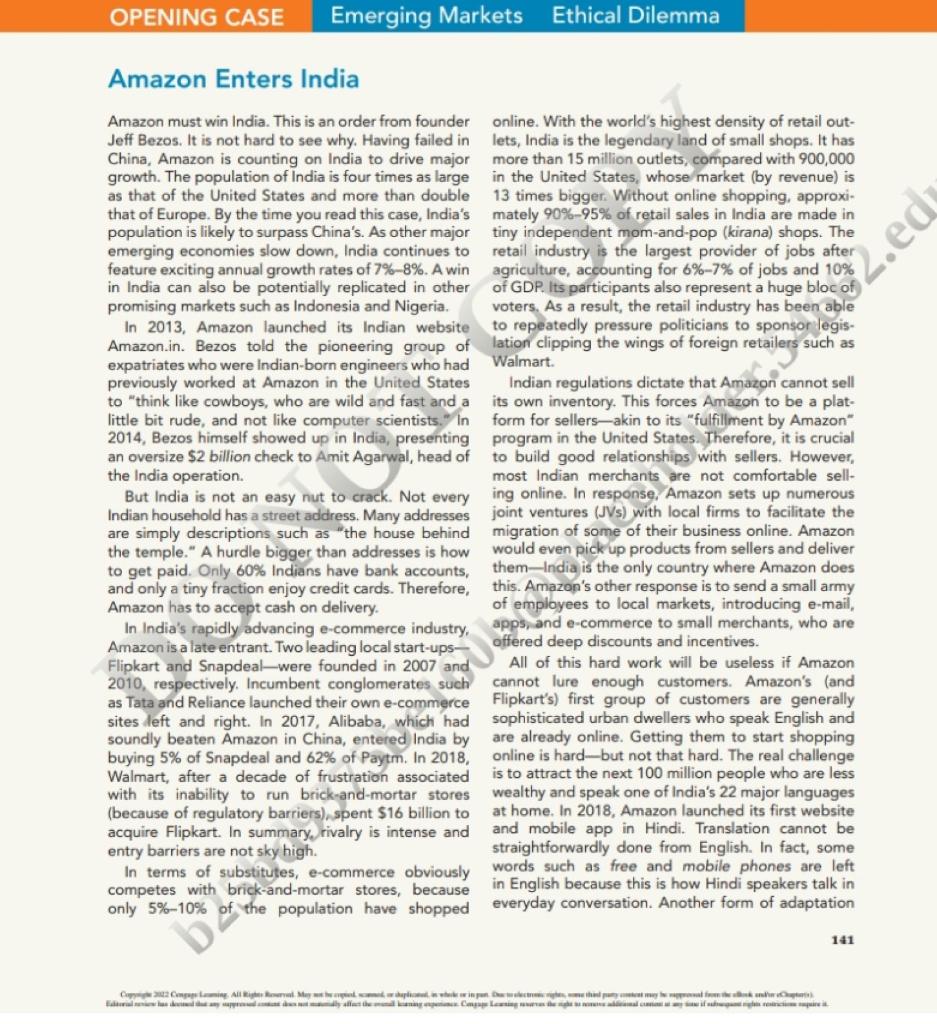 1. Why do firms such as Amazon enter foreign