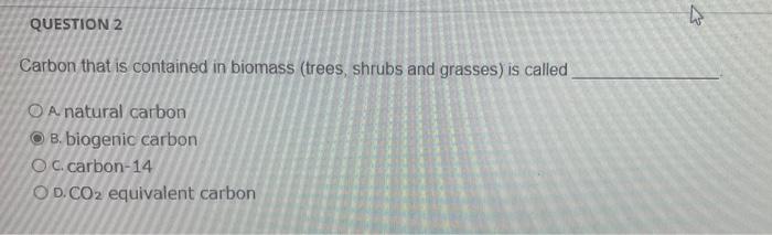 Carbon that is contained in biomass (trees,