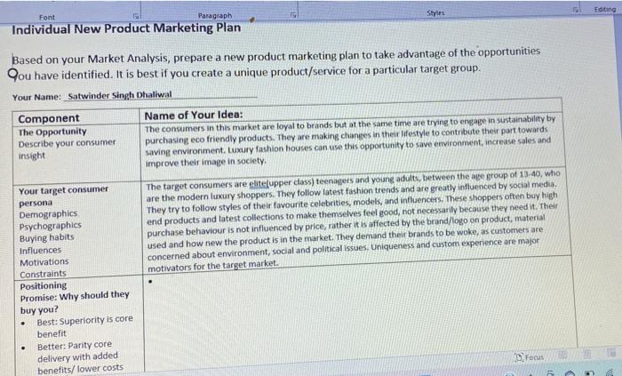 Luxury clothing market Editing Font Paragraph