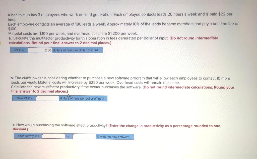 A health club has 3 employees who work on lead
