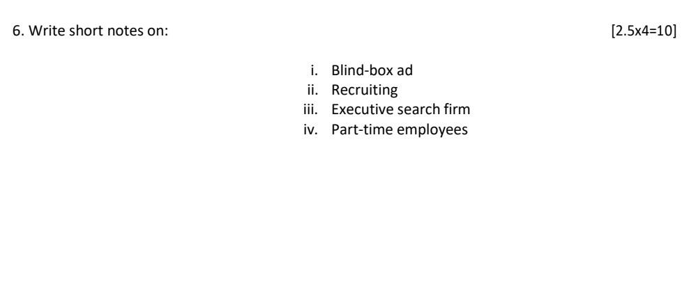6. Write short notes on: (2.5x4=10] i. Blind-box