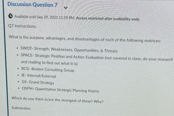 Discussion Question 7 V Available until Sep 29,