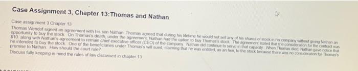 Case Assignment 3, Chapter 13: Thomas and Nathan