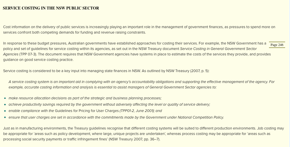 6.9 In the 'Real life' titled 'Service costing in