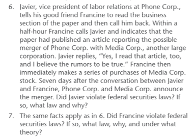Please answer only question 7. 6. Javier, vice