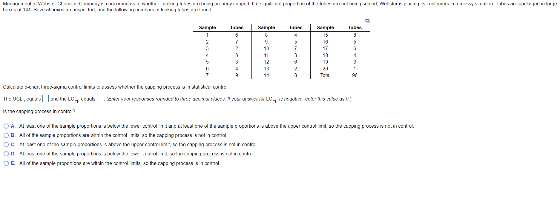 Management at Webster Chemical Company is