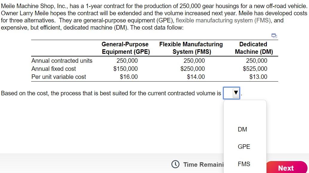 Meile Machine Shop, Inc., has a 1-year contract