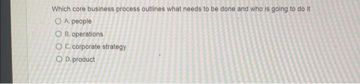 Which core business process outlines what needs