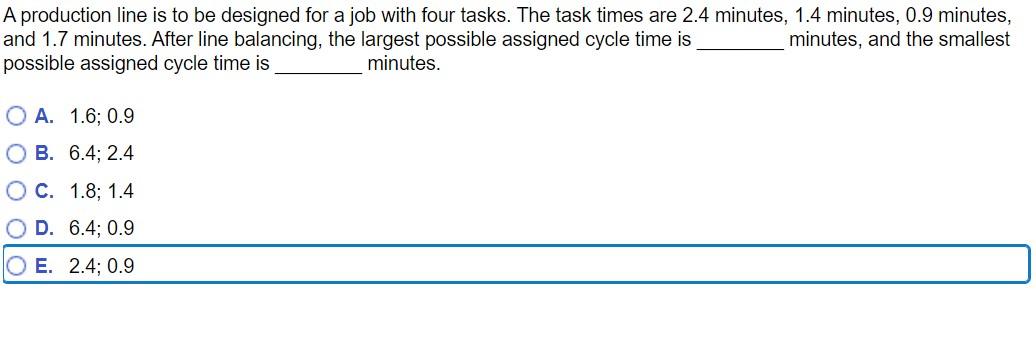 A production line is to be designed for a job