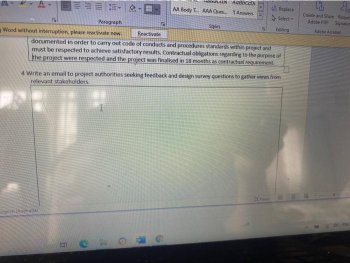 MODULE AOBbccbe 4 Replace TE AA Body LMAA Ques1