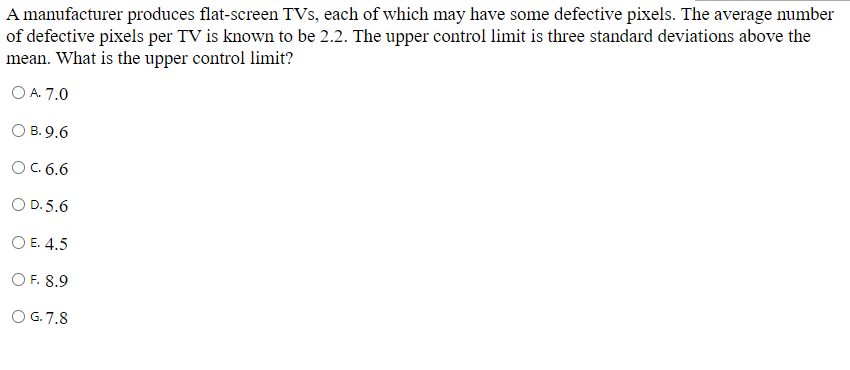A manufacturer produces flat-screen TVs, each of