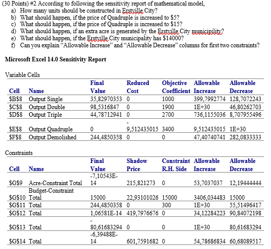 (30 Points) #2 According to following the