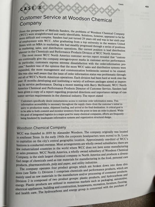 Using case 8 (WCC) would you recommend that they;