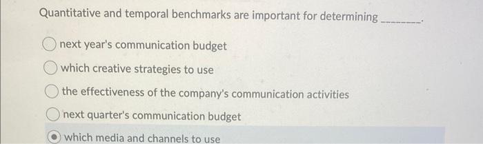 Quantitative and temporal benchmarks are