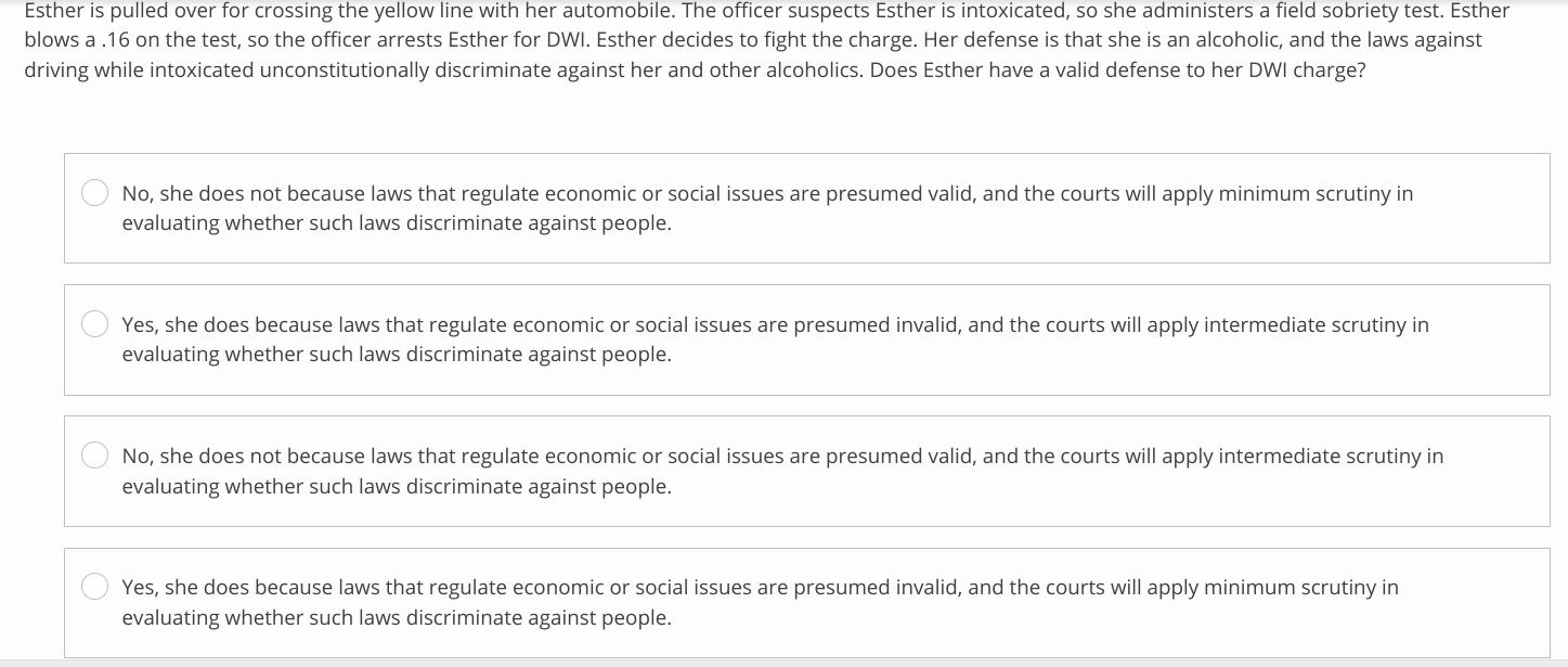 Esther is pulled over for crossing the yellow