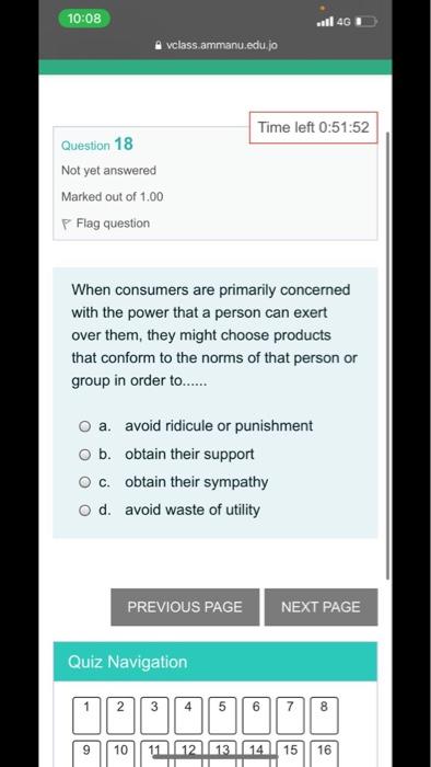 10:08 .: 40 vclass.ammanu.edu.jo Time left