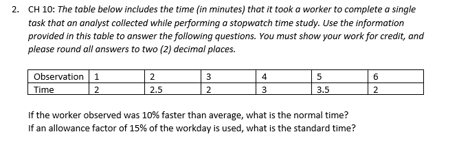 Please show the work for the question, thank you