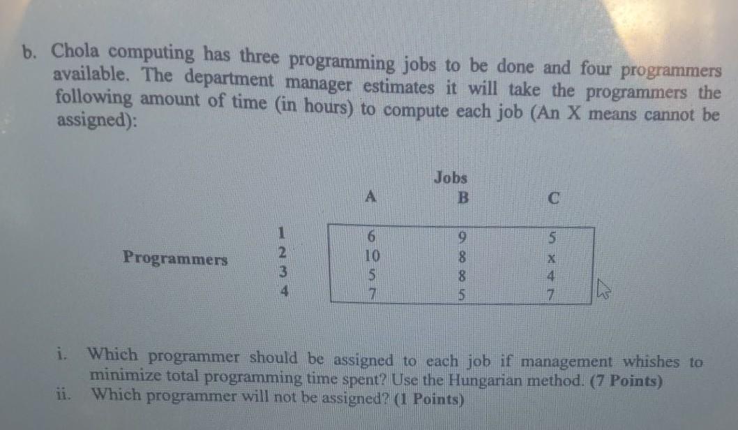 step by step method b. Chola computing has three