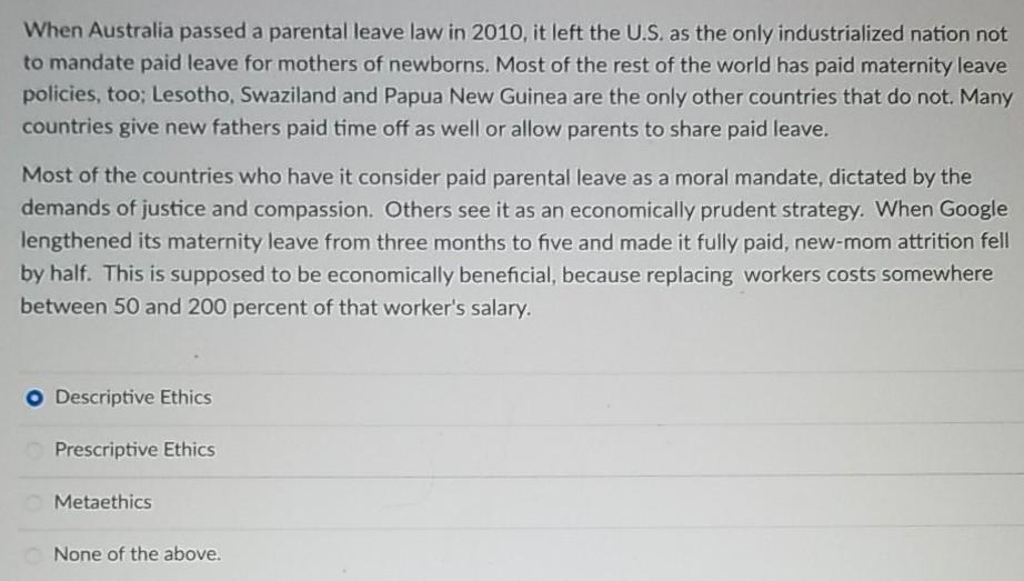 When Australia passed a parental leave law in