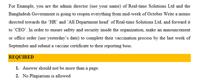 Subject: Business Communication For Example, you