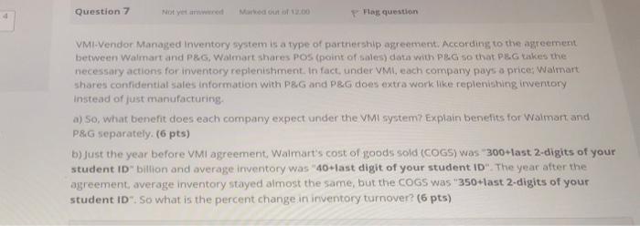 Question 7 Marked out of 12.00 Fais question