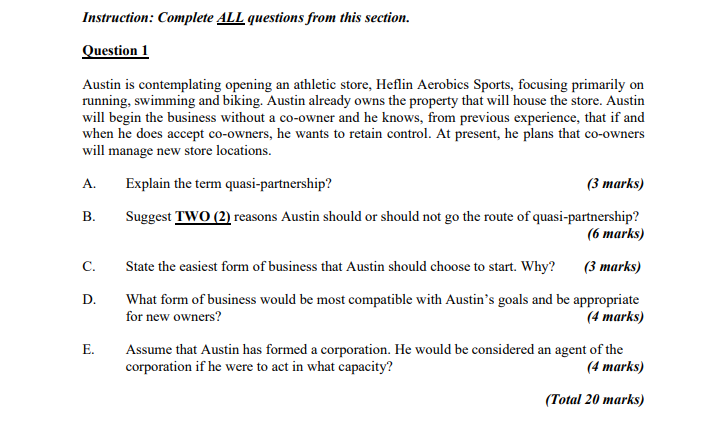 Instruction: Complete ALL questions from this