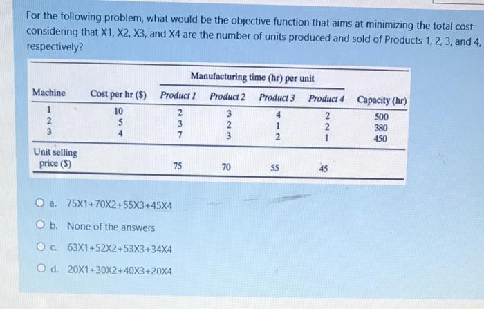 For the following problem, what would be the