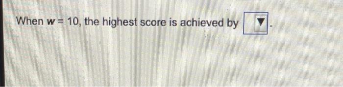 what is the highest score when w = 10? ach