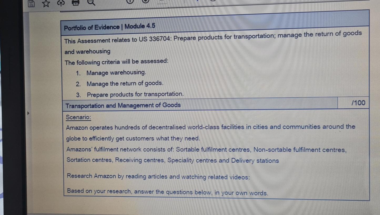 Module No. Main Title Inventory and log /100