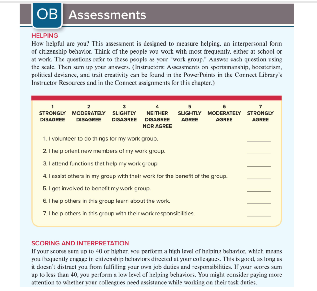 Take the "Helping" Assessment on page 40. How do