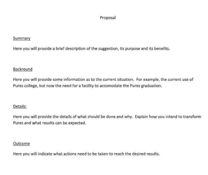 create a proposal requesting the use of the Pures