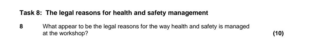 10 point Task 8: The legal reasons for health and