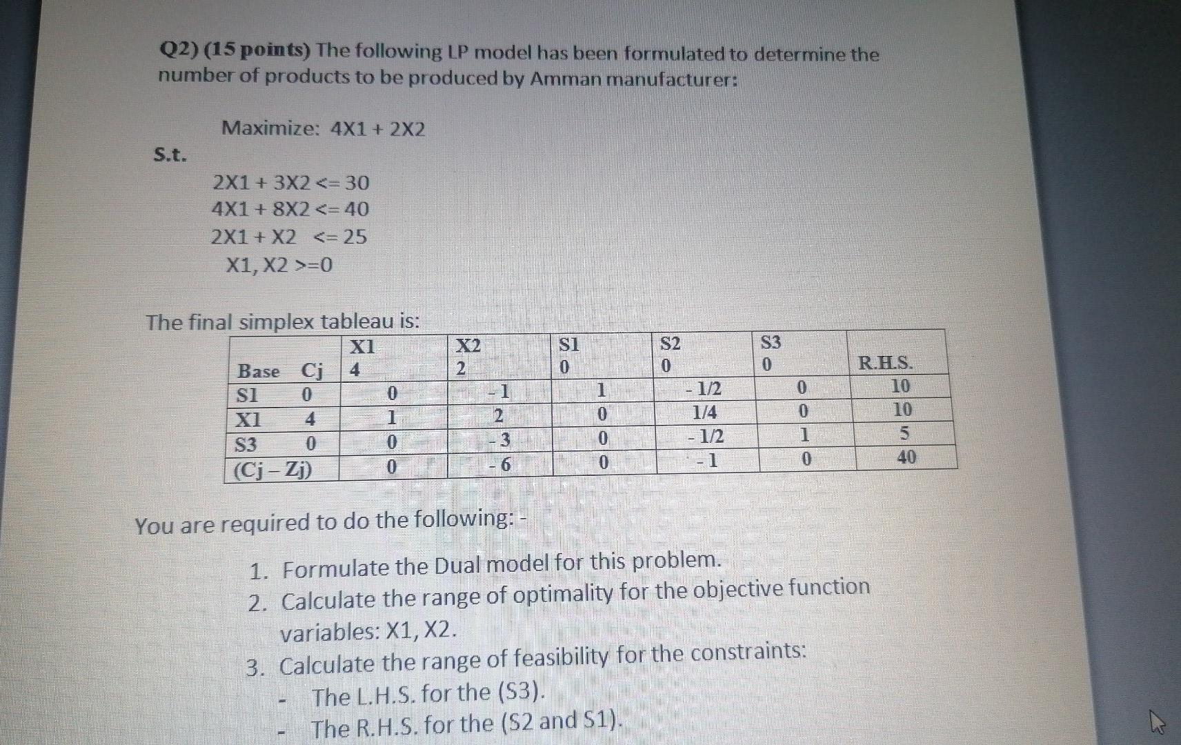 I need only Part 2 Please quiqly Q2) (15 points)