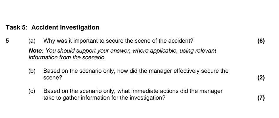 at least 15 point Task 5: Accident investigation