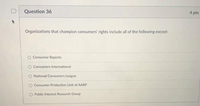 Question 29 4 pts The five core rights to which
