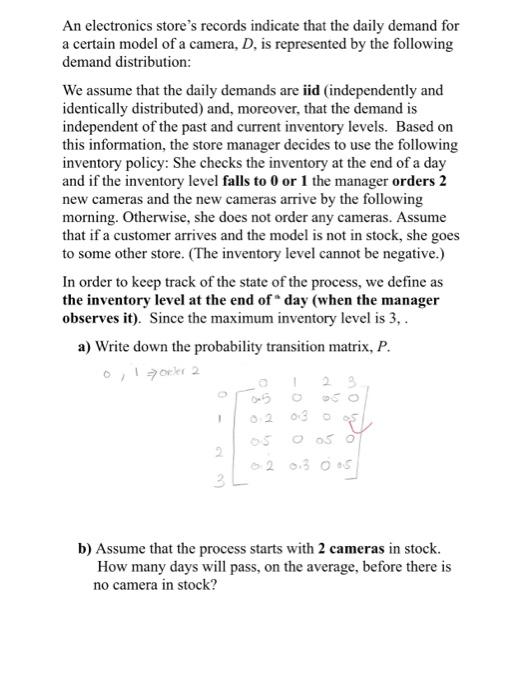 An electronics store's records indicate that the