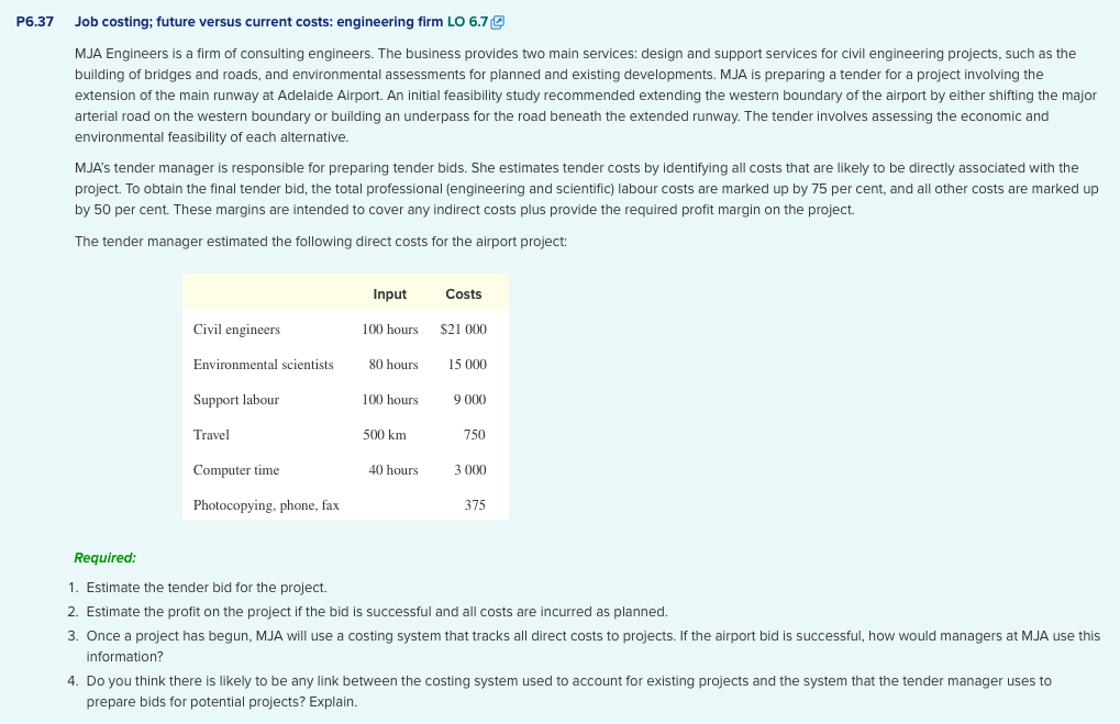 P6.37 Job costing; future versus current costs: