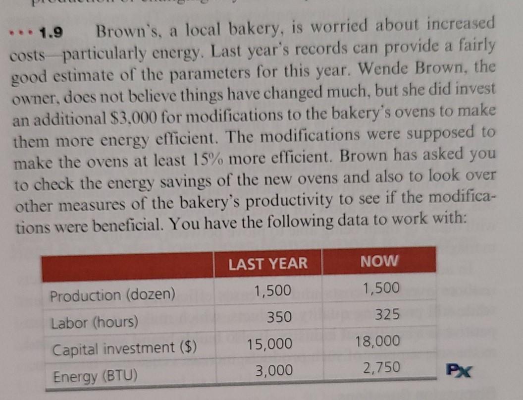 ... 1.9 Brown's, a local bakery, is worried about