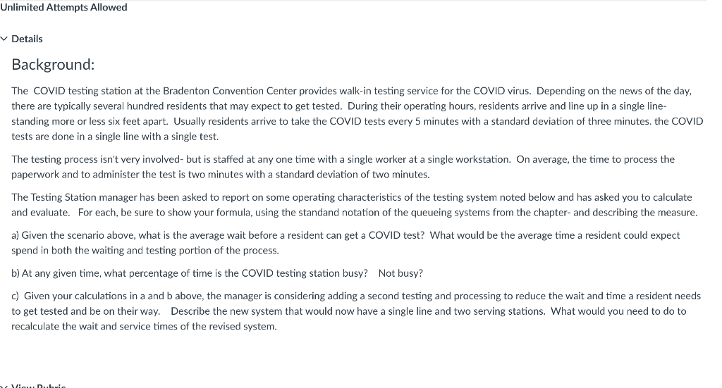 Details Background: The COVID testing station at
