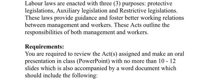 question 6 please trade union act Labour laws are