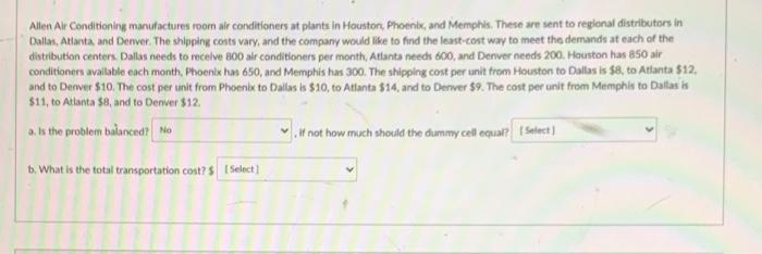 i need all parts answered Allen Alr Conditioning