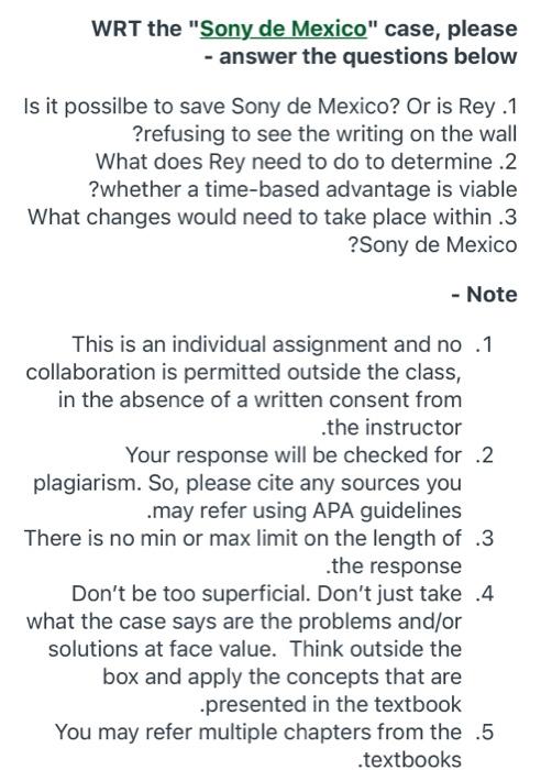 WRT the "Sony de Mexico" case, please answer the