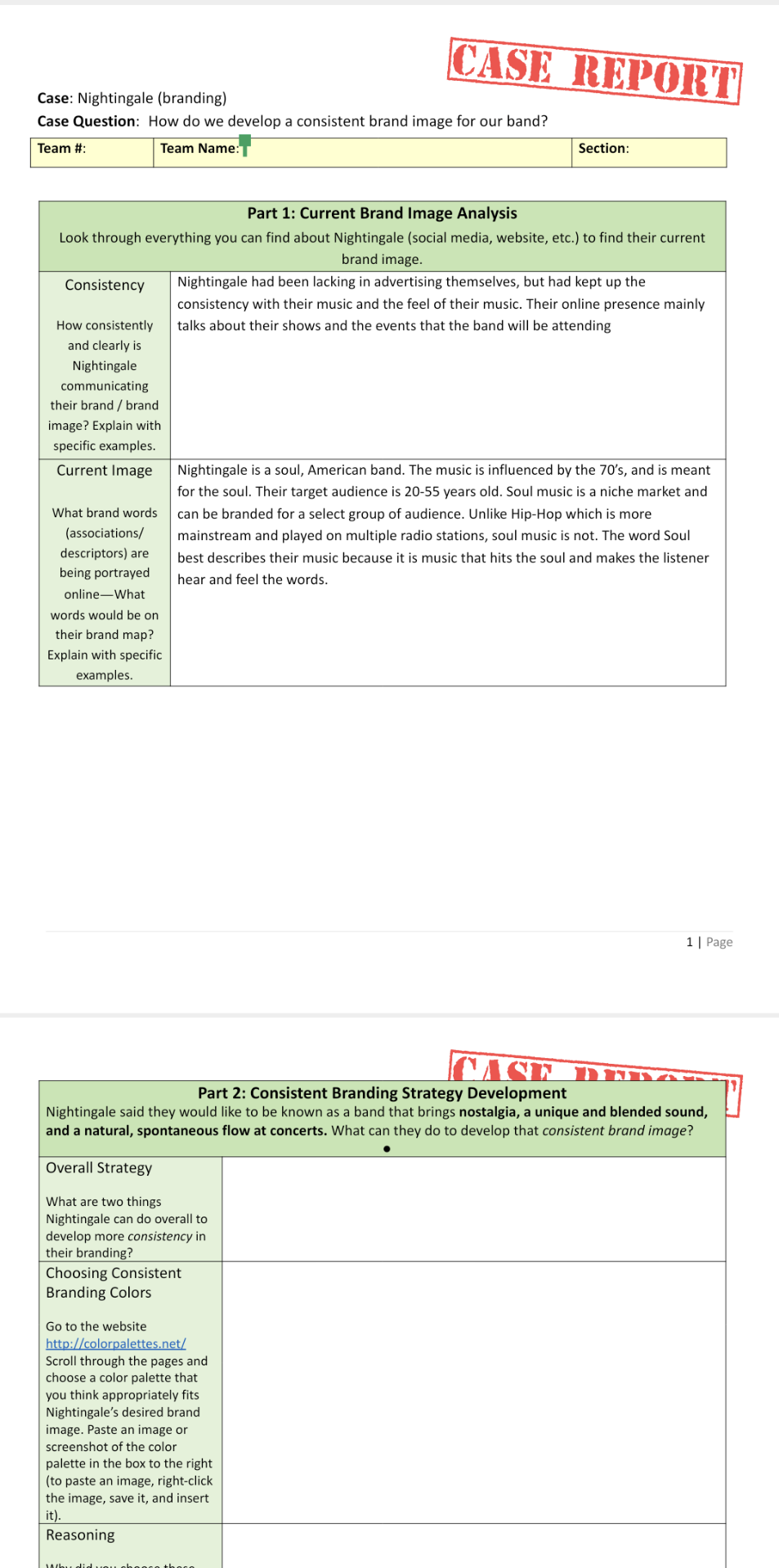 CASE REPORT Case: Nightingale (branding) Case